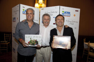 Image of New York City food photographer Alan "Battman" Batt with Chefs Eric Ripert and Daniel Boulud, at the Great Gathering of Chefs.