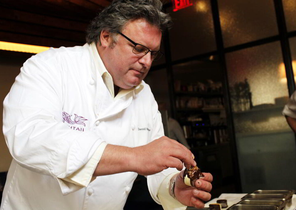 Chef David Burke prepares ice cream.