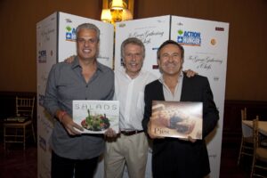 Image of New York City food photographer Alan "Battman" Batt with Chefs Eric Ripert and Daniel Boulud, at the Great Gathering of Chefs.