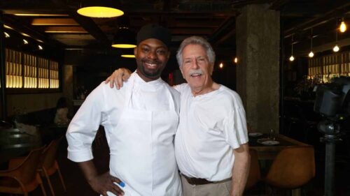 Chef Brian Fowler of Black Barn restaurant in New York, with Battman.
