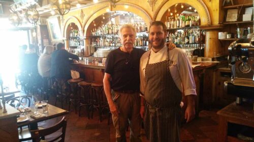 Chef Carlo Bigi of Bowery Hotel with Battman.